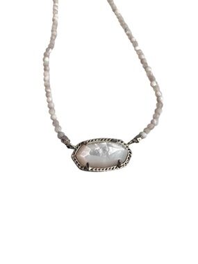 Kendra Scott White Mother-of-Pearl Pendant Beaded Necklace